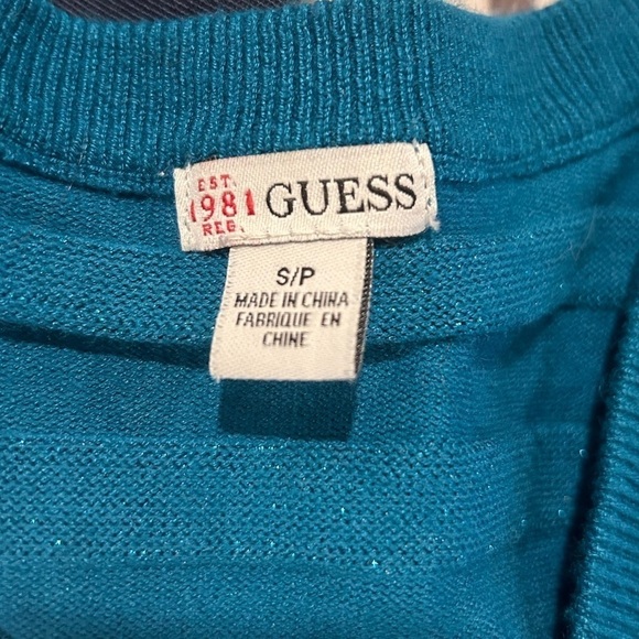{Guess} Teal V-Neck Sweater - Picture 4 of 4